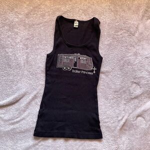 Y2K Rhinestone “Trailer Princess” Black Tank-Top
